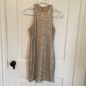 Hollister champagne sequin halter dress